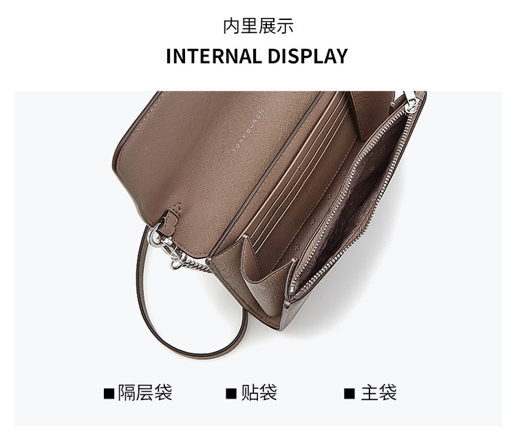 商品[国内直发] Tory Burch|托里·伯奇TORY BURCH  奢侈品TB 女士灰色皮质单肩斜挎包链条包 82328-082,价格¥2214,第5张图片详细描述