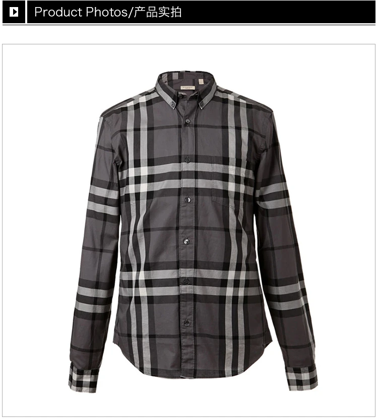 商品Burberry|Burberry 博柏利 男装炭灰色长袖棉质衬衫3819289,价格¥1294,第20张图片详细描述