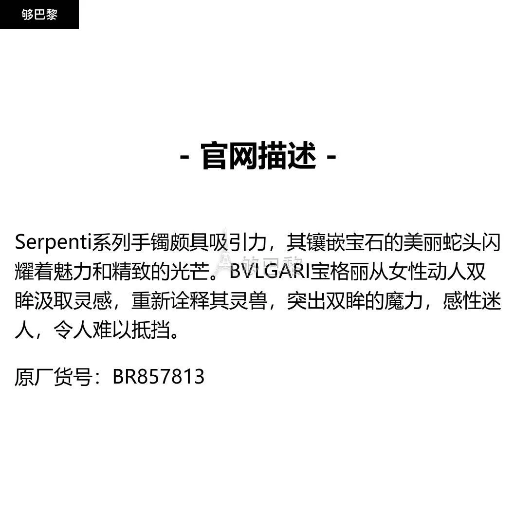 商品BVLGARI|包邮包税【预售7天发货】 BVLGARI宝格丽 23秋冬 女士 手链 Serpenti 手镯 BR857813,价格¥121902,第2张图片详细描述