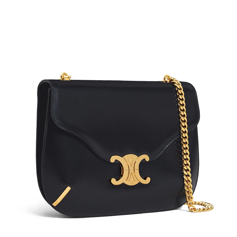 商品Celine|【包税】CELINE/赛琳 经典款BESACE TRIOMPHE系列 女士黑色牛皮革金扣金链翻盖开合链条包199273BF4.38NO,价格¥22796,第2张图片详细描述