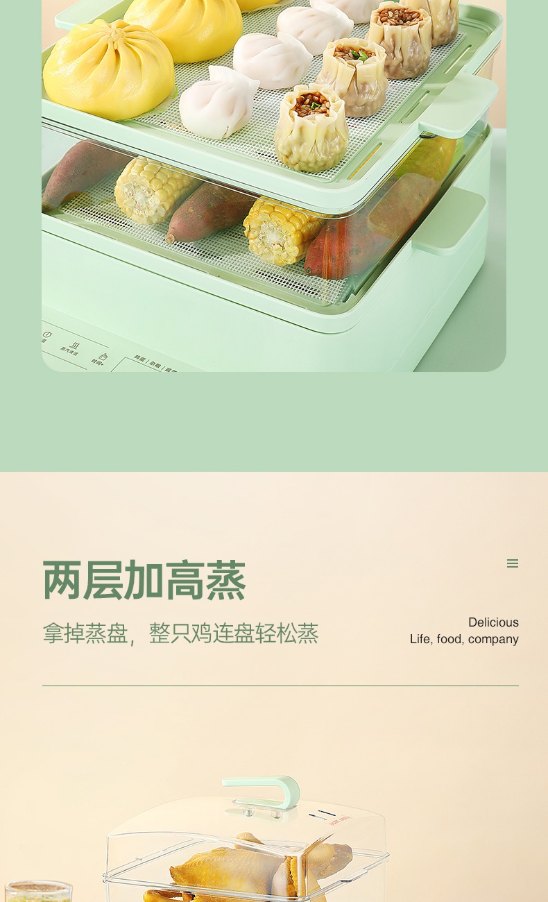 商品[国内直发] URBAN SPLASH|URBAN SPLASH唇上三层大容量电蒸锅绿色,价格¥286,第8张图片详细描述