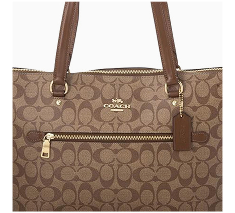 商品Coach|coach 女士大号棕色PVC手提单肩包 9609IME74,价格¥1163,第8张图片详细描述