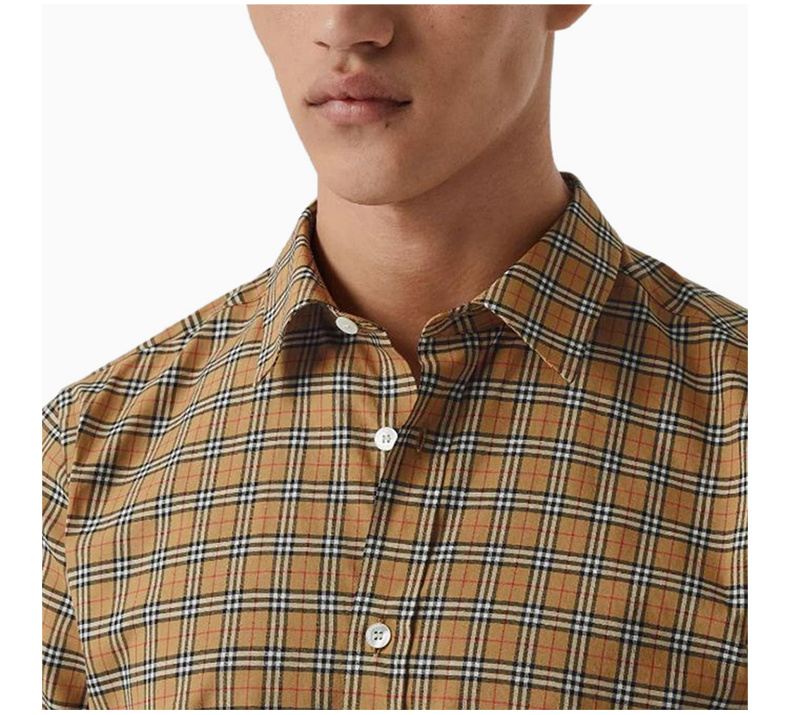 商品Burberry|Burberry London,England/卡其色格纹男士短袖衬衫,价格¥1683,第10张图片详细描述