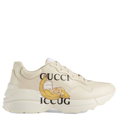商品Gucci|【包税】GUCCI/古驰 Rhyton系列 女士象牙色皮革和Bananya印花运动鞋老爹鞋6594082SH009522,价格¥6982,第4张图片详细描述