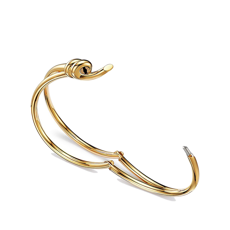 商品Tiffany & Co.|  Tiffany & Co./蒂芙尼 22春夏新款 Knot系列 18K金 黄金色 绳结双行铰链手镯GRP11998,价格¥70827,第5张图片详细描述