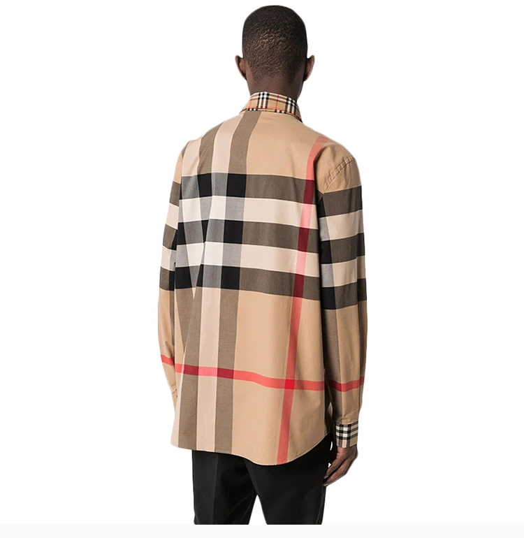 商品Burberry|Burberry 博柏利 男士经典格纹混合印花长袖衬衫 8023787,价格¥3203,第8张图片详细描述