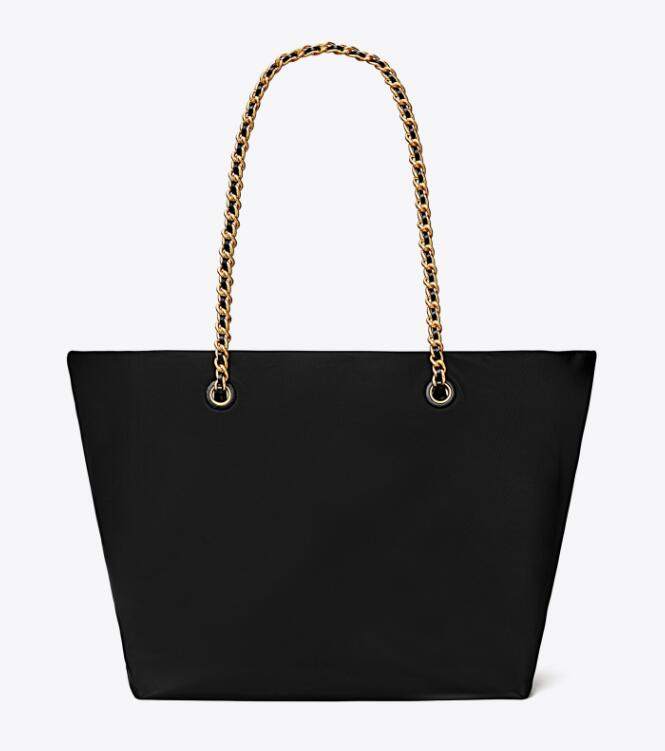 商品Tory Burch|汤丽柏琦Ella Logo徽标织物拼人造革托特包Tote包购物袋单肩手提包中号女款灰色黑色（香港仓发货）,价格¥2067,第5张图片详细描述
