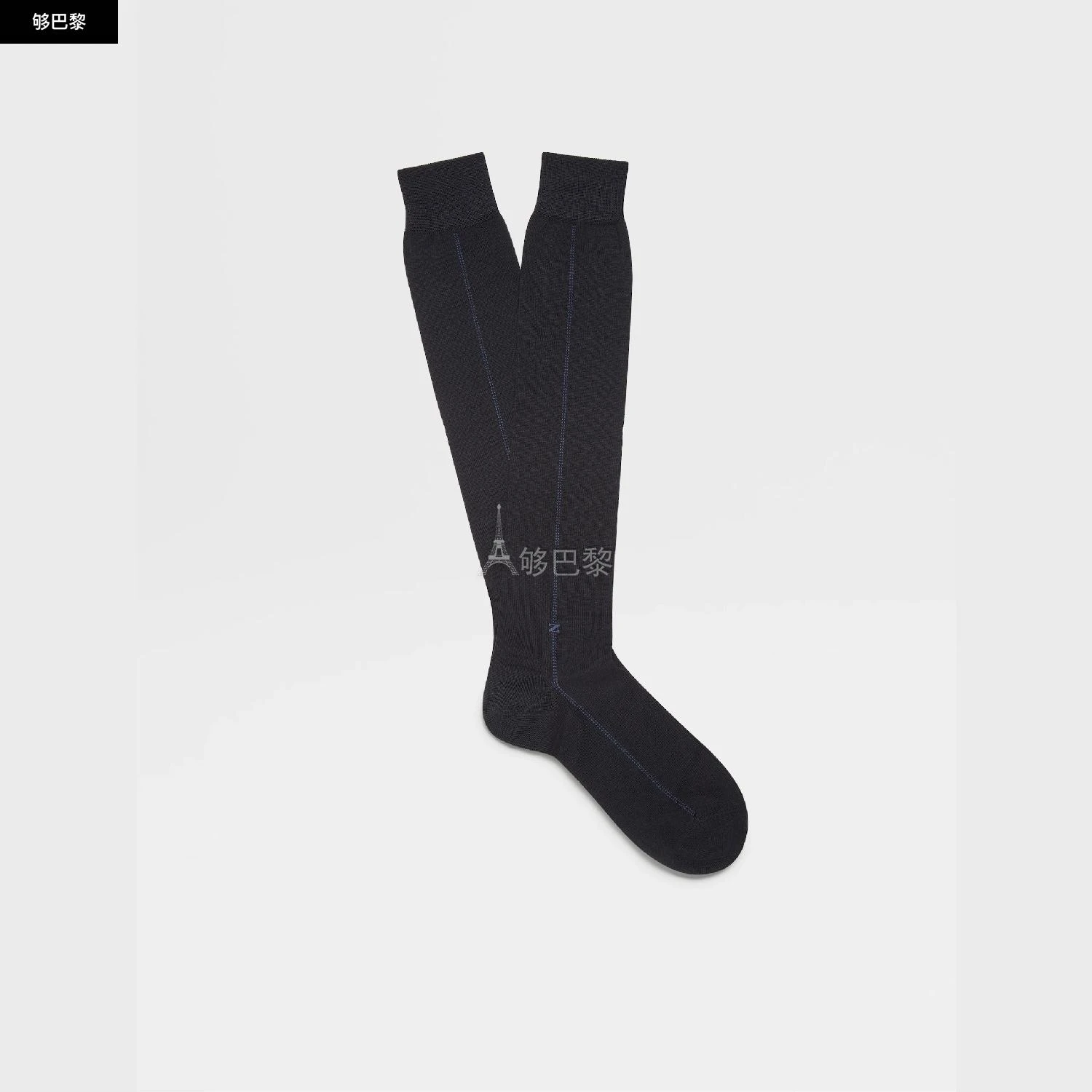 商品Zegna|包邮包税【预售7天发货】 ZEGNA杰尼亚 23秋冬 男士 袜子 NAVY BLUE BAGUETTE MID CALF SOCKS N5V40-524-402,价格¥512,第4张图片详细描述