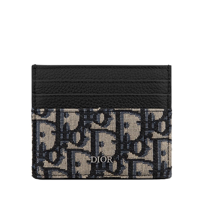 商品Dior|DIOR/迪奥 经典米色和黑色Dior斜纹提花帆布配皮卡片夹 2ESCH135YSE_H05E ,价格¥2782,第2张图片详细描述