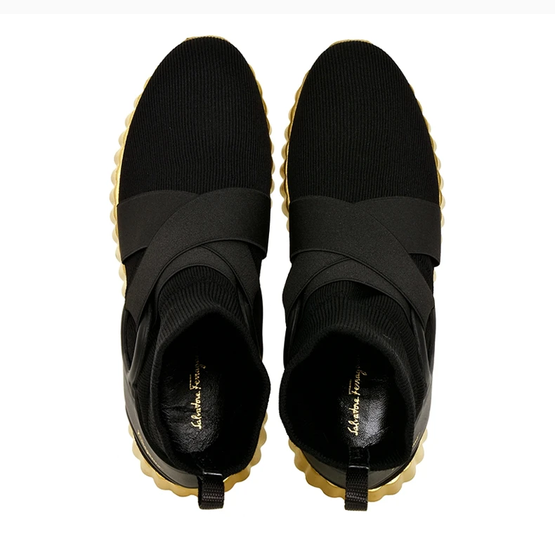 商品Salvatore Ferragamo|SALVATORE FERRAGAMO 女士黑色尼龙厚底高帮鞋 0680760,价格¥2292,第7张图片�详细描述
