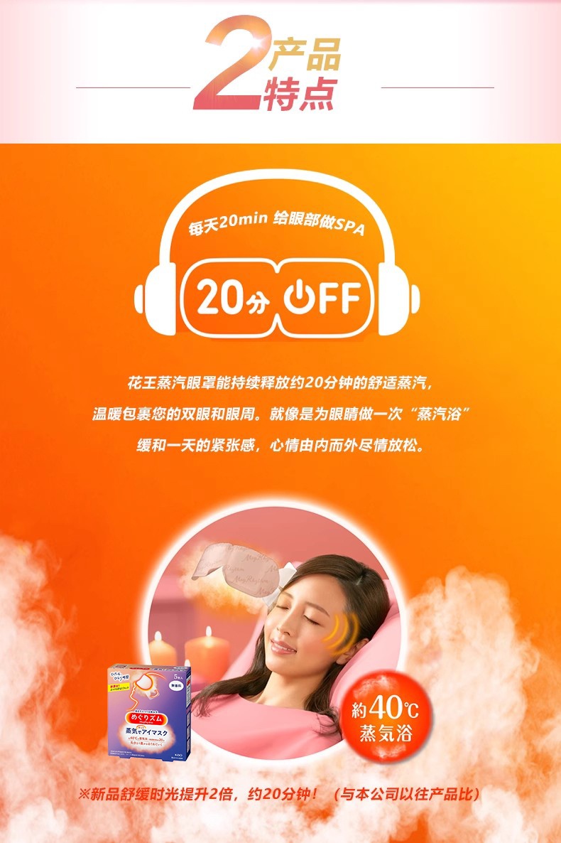 商品【原封正品】 KAO|KAO 花王 舒缓解眼部疲劳蒸汽眼罩 12片/盒,价格¥53,第2张图片详细描述
