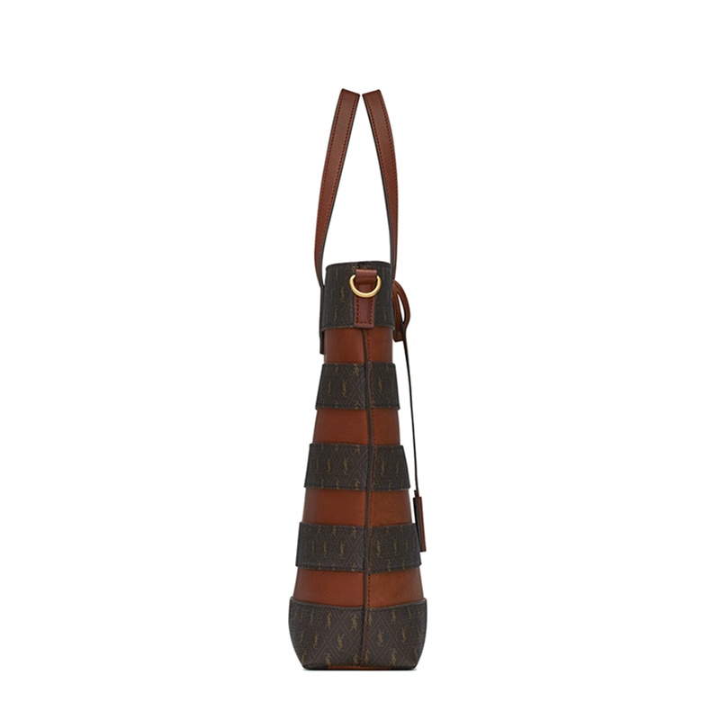 商品Yves Saint Laurent| SAINT LAURENT PARIS/圣罗兰 YSL 秋冬新款 MONOGRAMME系列 女士栗色徽标印花帆布条纹皮革单肩斜挎手提购物包6003072UY3W2166,价格¥9863,第5张图片详细描述