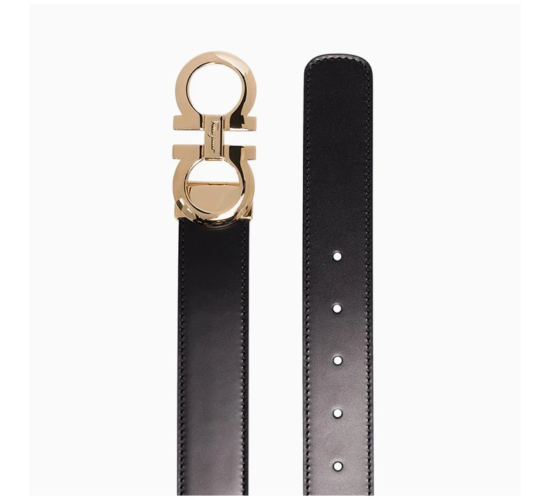 商品[国内直发] Salvatore Ferragamo|SALVATORE FERRAGAMO 男士黑色标志扣双面腰带 67-5542-724126【包装随机，部分无包装盒】,价格¥2922,第5张图片详细描述