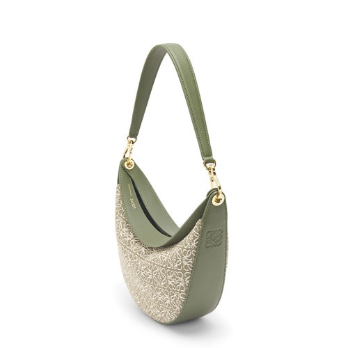 商品Loewe|【包税】LOEWE/罗意威 22新款Luna系列 女士小号绿色/鳄梨绿老花织物皮革饰边半月形流浪包单肩手提腋下包A923PM1X02-4364,价格¥13005,第5张图片详细描述