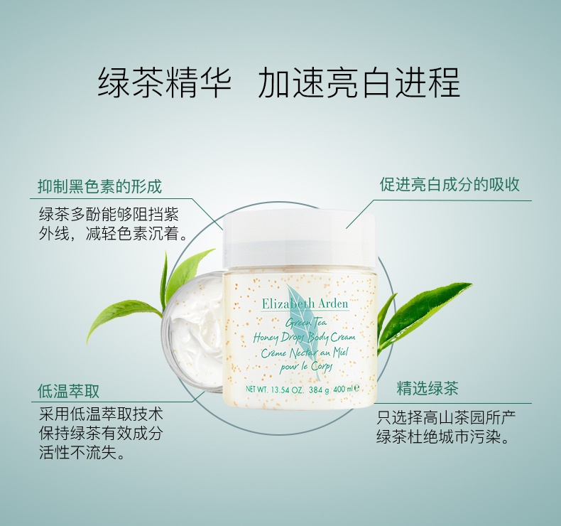 商品[国内直发] Elizabeth Arden|ElizabethArden 雅顿绿茶蜂蜜身体乳香氛润肤霜500ml,价格¥159,第4张图片详细描述