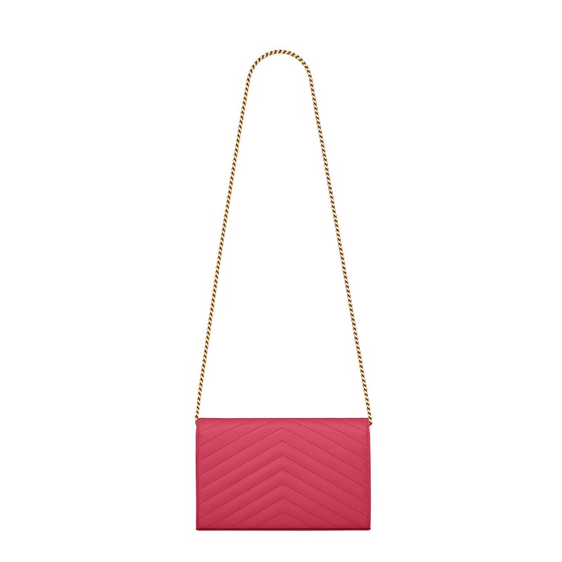 商品Yves Saint Laurent|SAINT LAURENT PARIS/圣罗兰 经典款MONOGTAM系列 紫红色粒面压花皮革链条斜挎包,价格¥10212,第4张图片详细描述