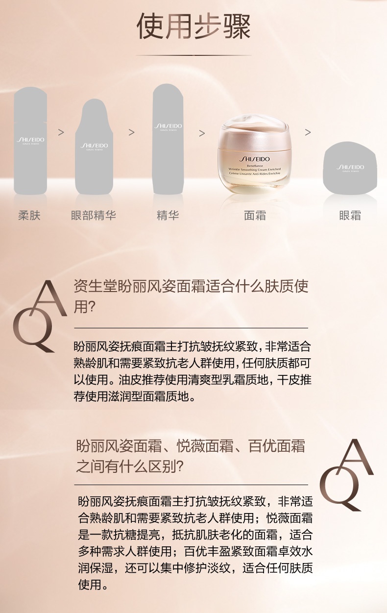 商品Shiseido|资生堂 盼丽风姿抚痕面霜小雷达乳霜 50ml 清爽/滋润 紧弹细润 卓效淡纹,价格¥192,第10张图片详细描述