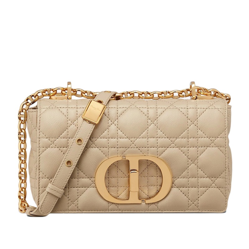 商品Dior|DIOR/迪奥 2021年春夏款CARO系列 女士小号绳色Cannage小牛皮金扣金色链条斜跨单肩包,价格¥28487,第2张图片详细描述