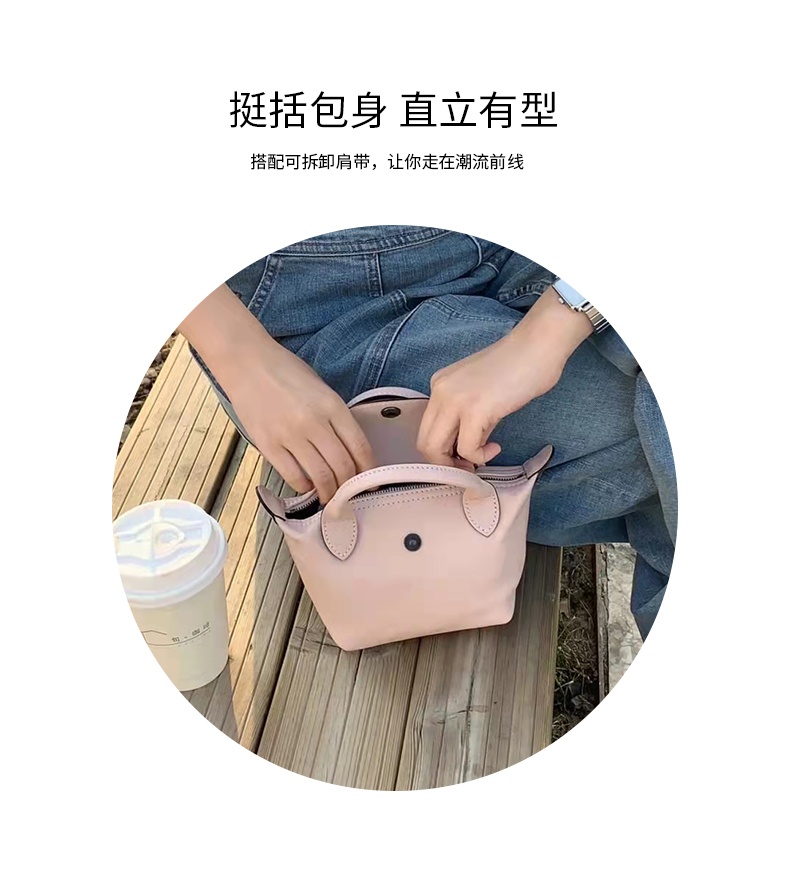 商品Longchamp|珑骧 女士LE PLIAGE CUIR系列迷你短柄皮质手提包饺子包L1500 987（香港仓发货）,价格¥3361,第6张图片详细描述