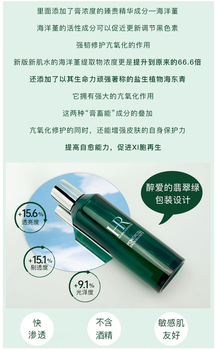 商品Helena Rubinstein|HR/赫莲娜悦活新肌水绿宝瓶200ml精华补水保湿修护,价格¥1353,第9张图片详细描述