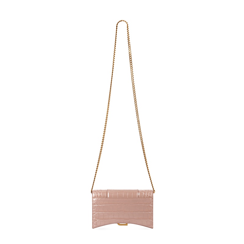 商品Balenciaga|Balenciaga/巴黎世家 春夏新款 HOURGLASS系列 女士米色闪亮鳄鱼压纹小牛皮B徽标链条单肩斜挎沙漏包6560501LRGM6310,价格¥10590,第3张图片详细描述