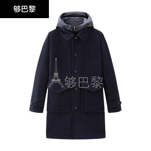 商品Woolrich|【特惠8.7折】包邮包税【预售7天发货】 WOOLRICH 男士 大衣 意大利再生羊毛混纺大衣  WOOER86MBLU,价格¥9521,第2张图片详细描述