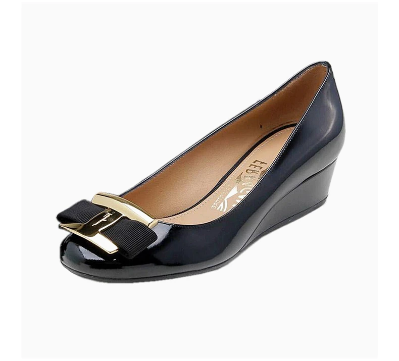 商品[国内直发] Salvatore Ferragamo|SALVATORE FERRAGAMO 黑色女士坡跟鞋 0592353,价格¥1968,第5张图片详细描述
