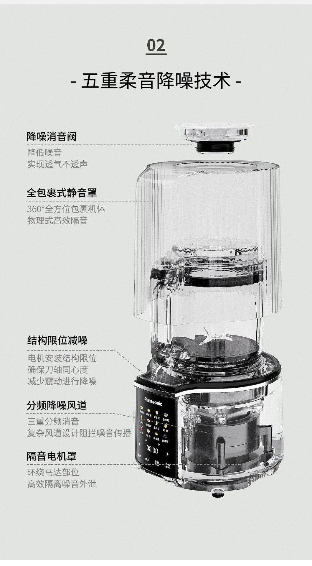 商品[国内直发] Panasonic|panasonic 破壁机MX-H2201轻音家用小型豆浆机榨汁辅食料理一体机全自动,价格¥628,第5张图片详细描述