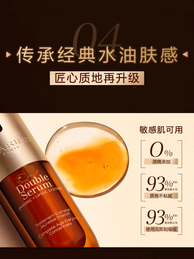 商品【原封正品】 Clarins|娇韵诗 双萃焕活修复精华露 50/100ml 黄金双瓶熬夜救星提拉紧致淡纹,价格¥516,第15张图片详细描述