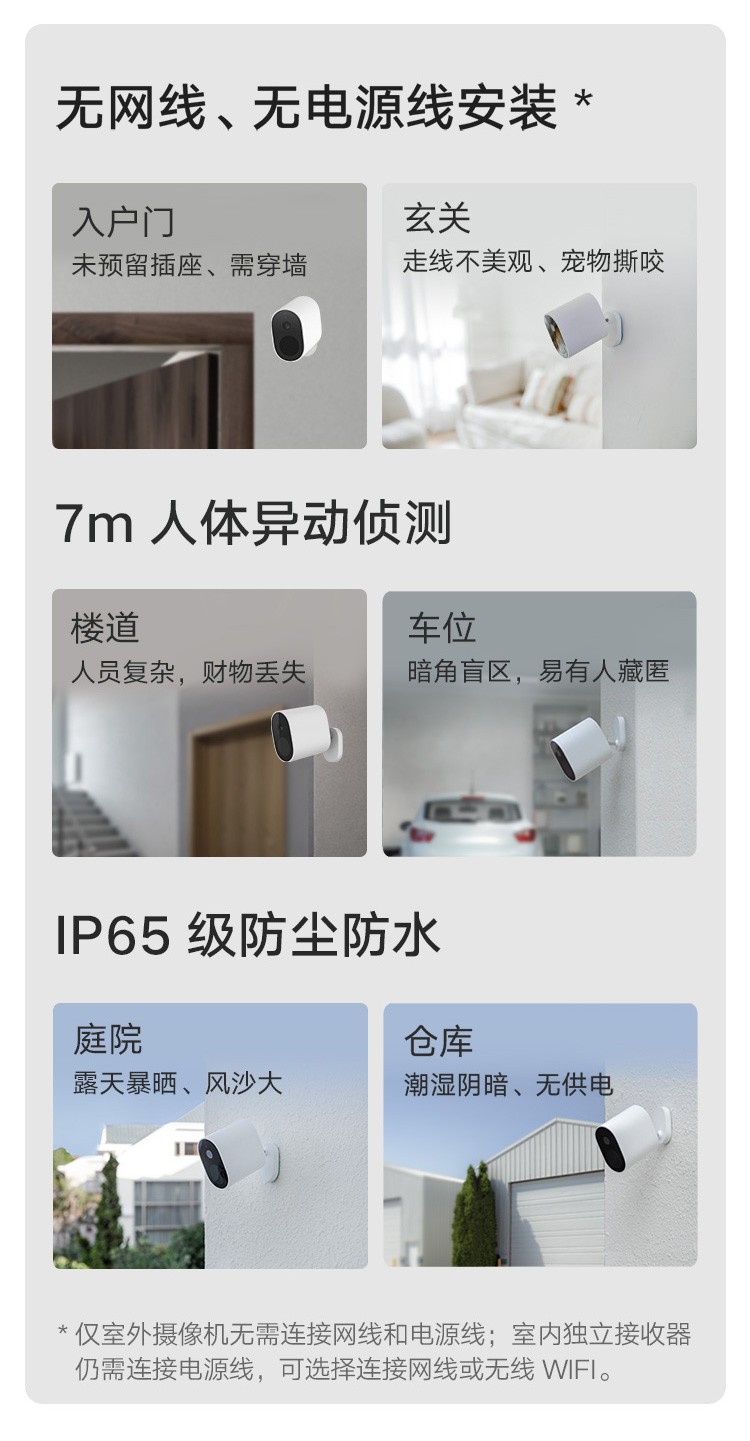 商品[国内直发] XIAOMI|小米室外摄像机 电池版 低功耗 手机查看 家用 无线监控摄像头 1080P 看家 智能夜视 人形侦测 对讲变声,价格¥427,第2张图片详细描述