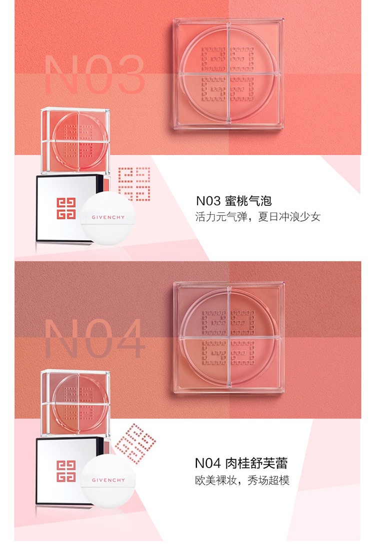 商品Givenchy|Givenchy纪梵希「全新」明星四宫格腮红6g 散粉蜜粉,价格¥432,第7张图�片详细描述