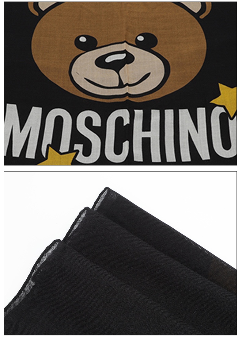 商品Moschino|莫斯奇诺 女士卡其色小熊头像logo款羊毛围巾03330M2529 006（香港仓发货）,价格¥625,第14张图片详细描述