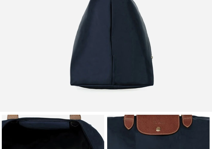 商品Longchamp|Longchamp 珑骧 海军蓝织物LePliage女士中号手提包 1623089556,价格¥584,第18张图片详细描述