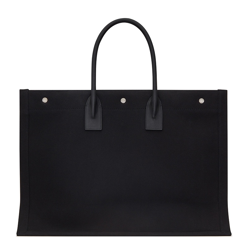 商品Yves Saint Laurent|SAINT LAURENT PARIS/圣罗兰 YSL RIVE GAUCHE系列 男女通用黑色亚麻帆布和皮革ysl印花三按扣手提斜挎单肩包50941596N9E1070,价格¥12388,第3张图片详细描述