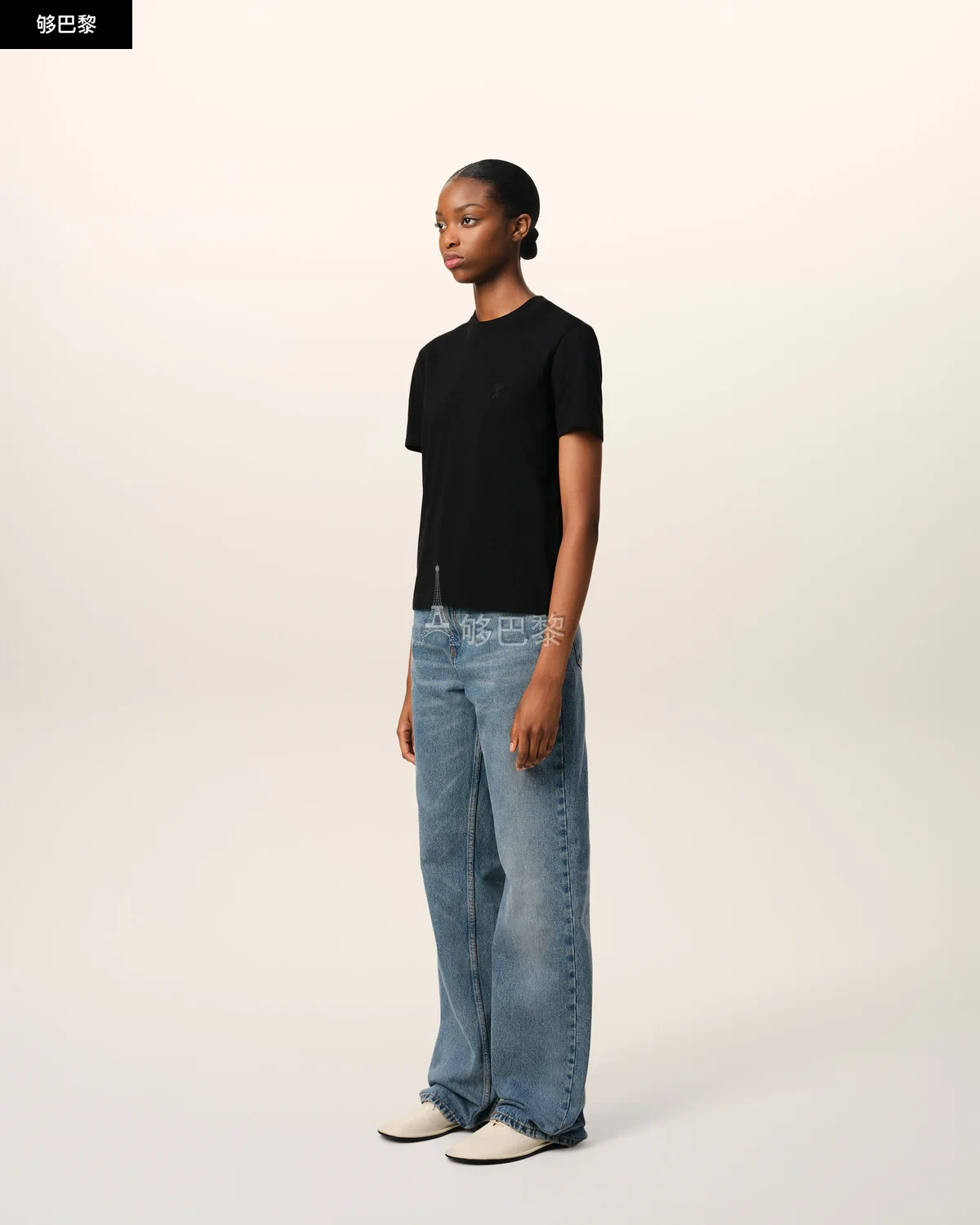 商品AMI|【预售】 AMI PARIS 25春夏 女士 短袖T恤 T-shirt Noir Ami de Coeur En Coton UTS003.724.001 ,价格¥1592,第3张图片详细描述