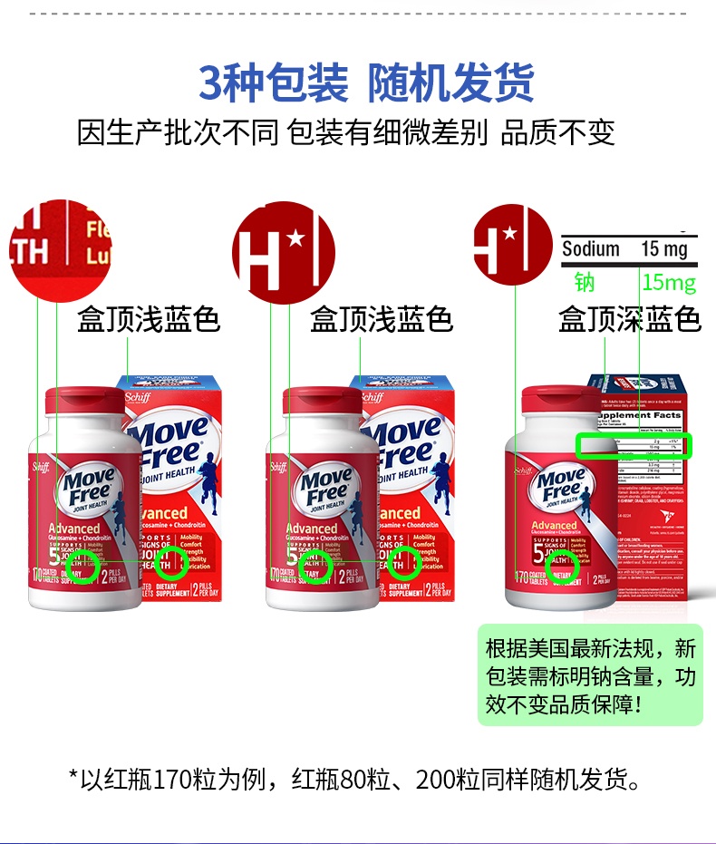 商品Move Free|益节氨基维骨力氨糖关节软骨素红瓶200粒钙片保健品,价格¥269,第11张图片详细描述