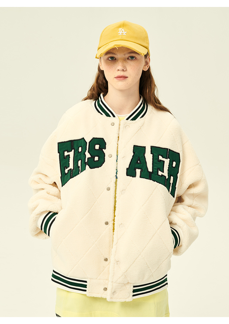 商品[国内直发] ERASER|ER笑脸大logo撞色仿羊羔毛棉服男女同款冬季情侣外套国潮牌休闲加厚棉衣ERyg2255562,价格¥395,第10张图片详细描述