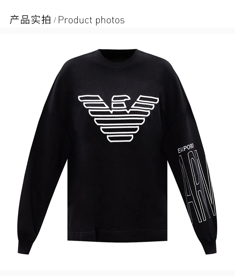 商品Emporio Armani|EMPORIO ARMANI 黑色女士卫衣/帽衫 6H2M7B-2J49Z-0999,价格¥977,第6张图片详细描述