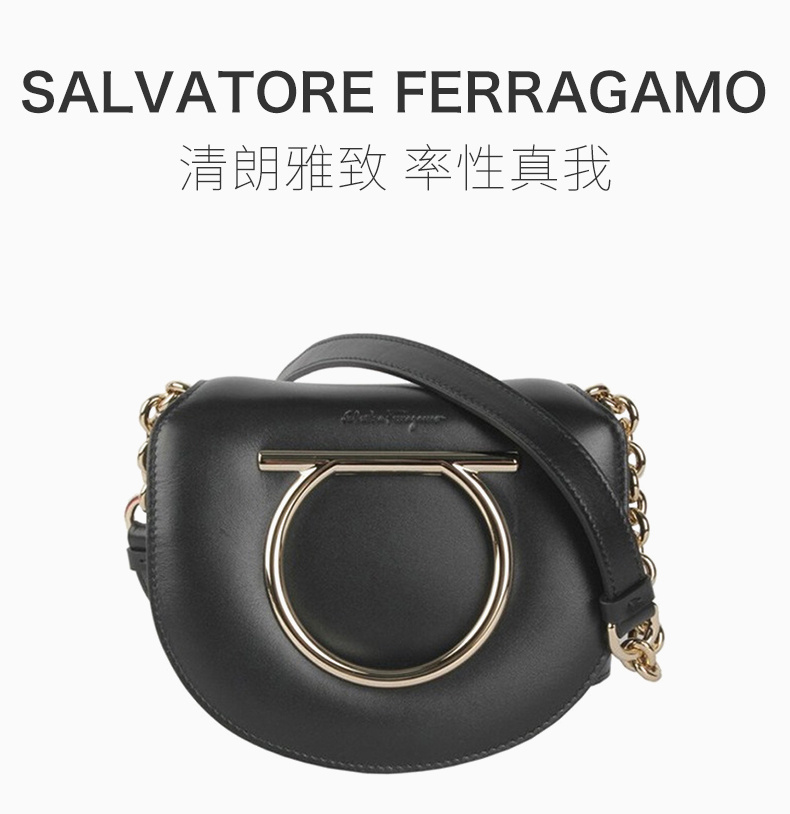 商品Salvatore Ferragamo|Salvatore Ferragamo 菲拉格慕 女士黑色徽标单肩包 21-H001-691241,价格¥4858,第5张图片详细描述