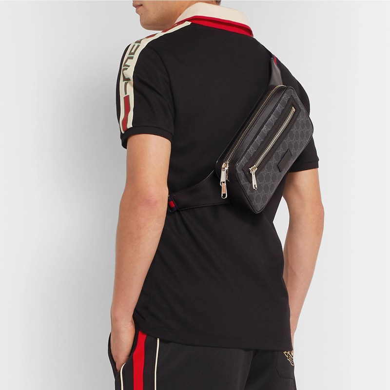 商品Gucci|GUCCI/古驰 男士黑色帆布双G腰包 ‎474293 K9RRN 1095,价格¥7793,第4张图片详细描述