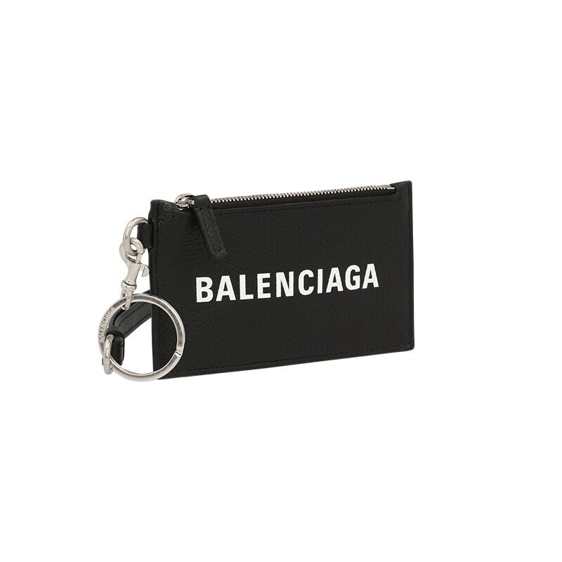 商品Balenciaga|巴黎世家（BALENCIAGA）女士黑色粒面小牛皮配钥匙圈卡包,价格¥2399,第3张图片详细描述