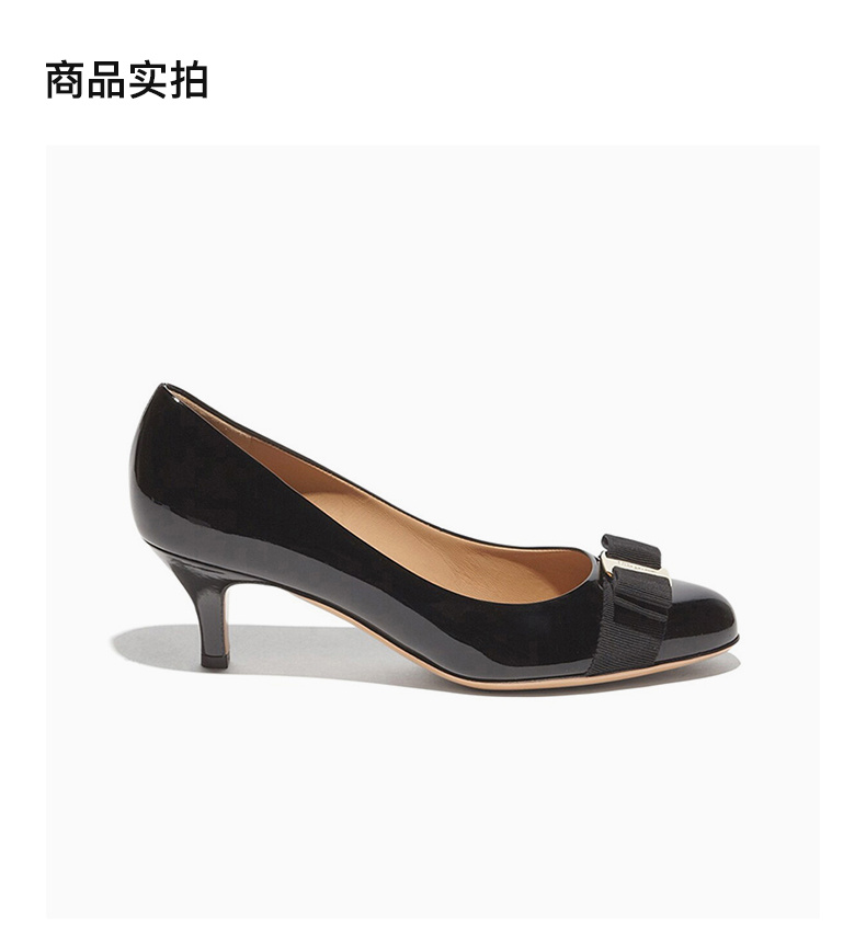 商品Salvatore Ferragamo|SALVATORE FERRAGAMO 女士黑色皮革高跟鞋 0574558,价格¥3702,第6张图片详细描述