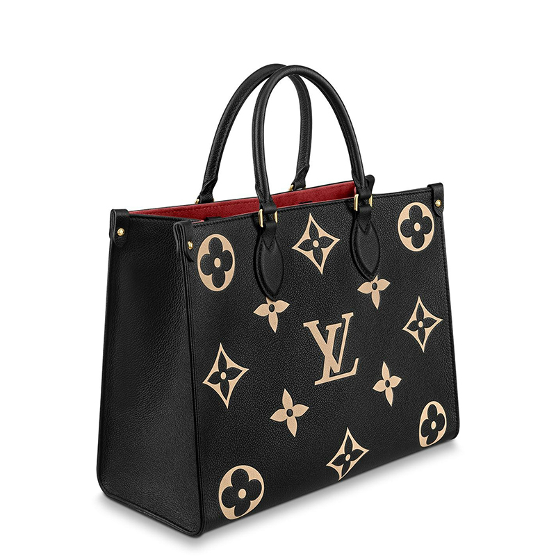 商品Louis Vuitton|【预售十天】路易威登 经典款ONTHEGO系列 女士中号黑色/米白色双色老花压纹粒面皮革单肩手提托特包M45495,价格¥24115,第5张图片详细描述