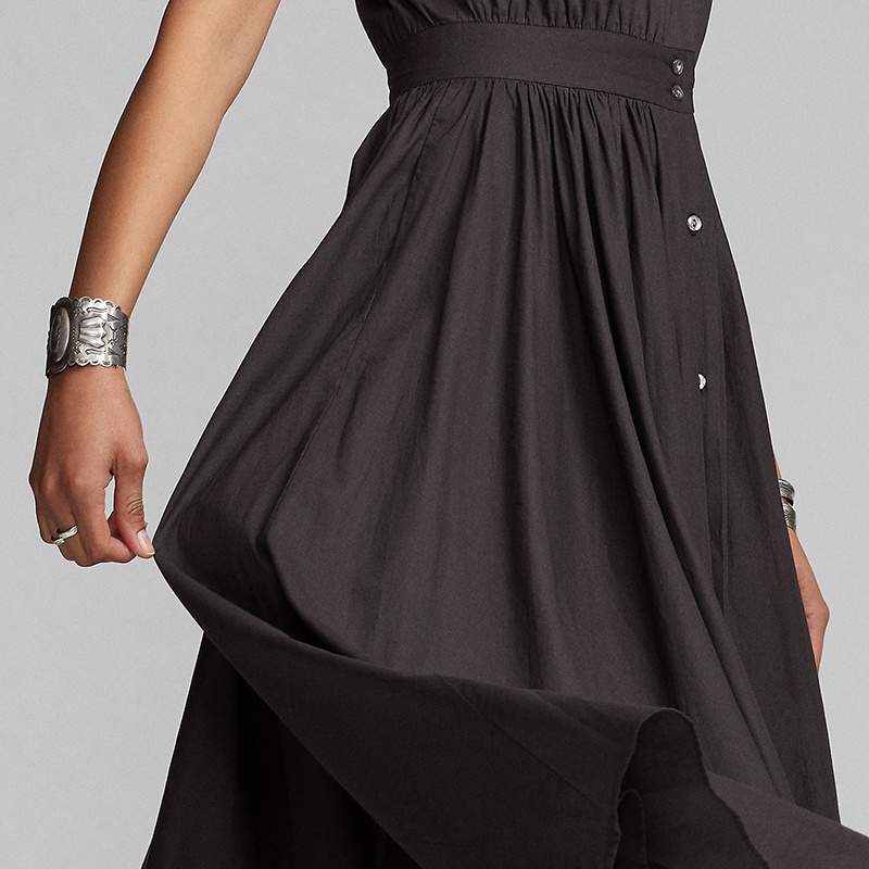商品Ralph Lauren|拉夫劳伦 女士黑色/白色纯棉长款无袖连衣裙,价格¥3946,第3张图片详细描述