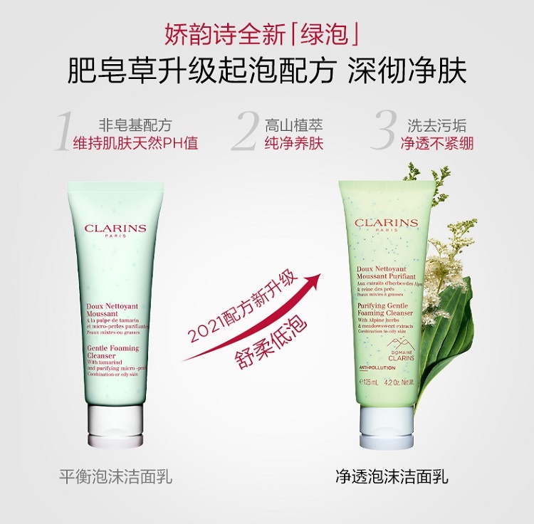 商品Clarins|Clarins娇韵诗平衡控油系列组合套装 洁面125ml+绿水400ml+凝露50ml,价格¥636,第2张图片详细描述