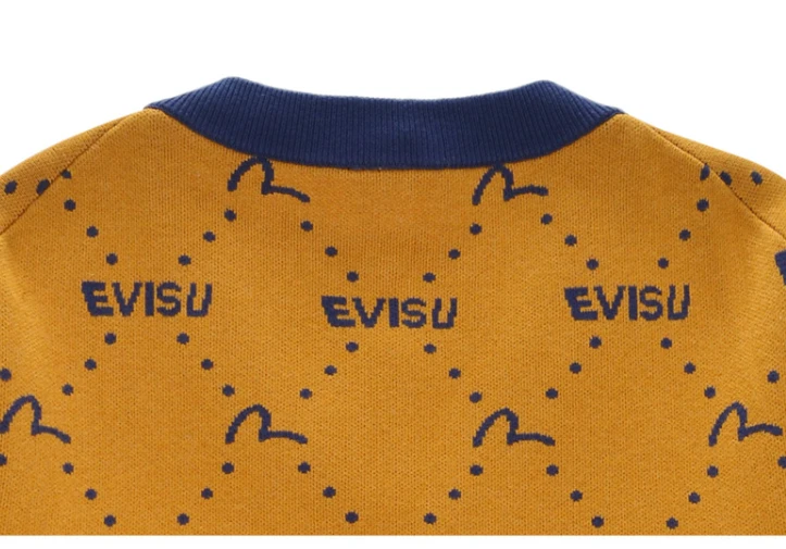 商品Evisu|【享贝家】（国内现货-QD）Evisu 福神 男女情侣老花针织开衫毛衣休闲23秋 黑色 ET4MSW911MU,价格¥361,第5张图片详细描述