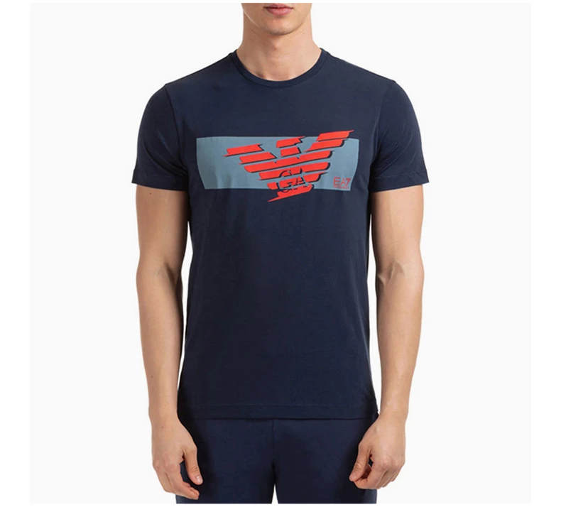 商品Emporio Armani|EMPORIO ARMANI 安普里奥·阿玛尼 徽标图案蓝色印花短袖男士T恤 3HPT48-PJT3Z-1554,价格¥405,第5张图片详细描述