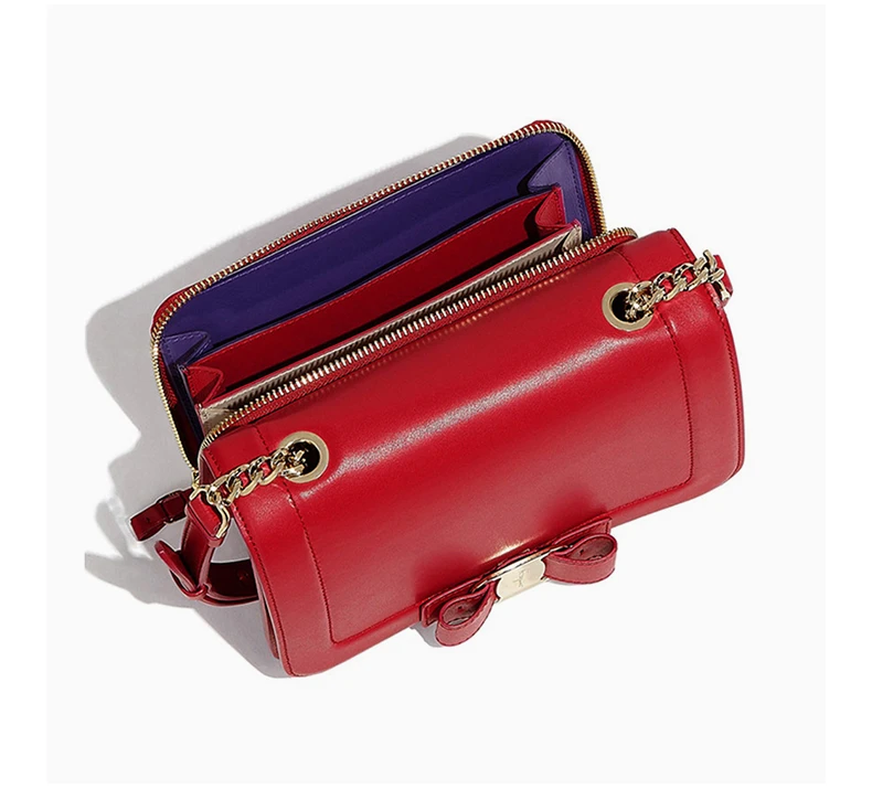商品[国内直发] Salvatore Ferragamo|Salvatore Ferragamo 菲拉格慕 红色小牛皮单肩斜挎包c 21-G877-685836,价格¥7527,第7张图片详细描述