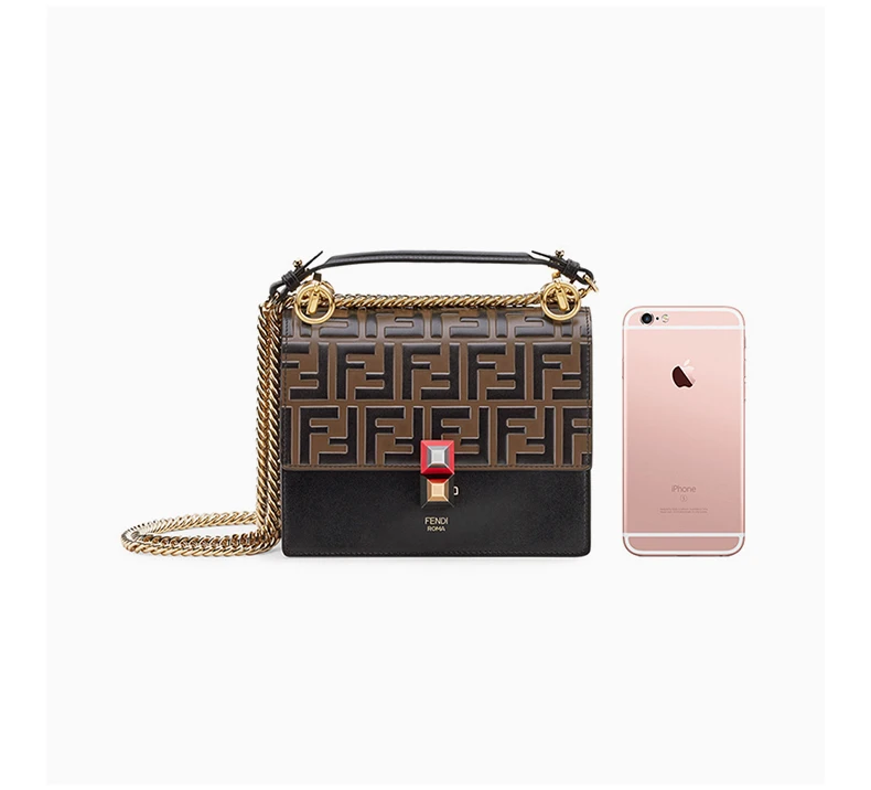 商品[国内直发] Fendi|Fendi 芬迪 女士黑褐色拼接斜挎包 8M0381-A5TY-F13WB,价格¥10601,第6张图片详细描述