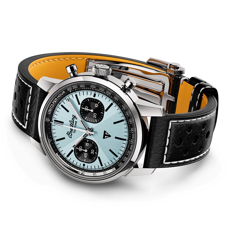 商品BREITLING|BREITLING 23新款 TOP TIME系列B01男士黑色皮革表带黑蓝色精钢自动机表盘腕表41mm,价格¥52534,第3张图片详细描述